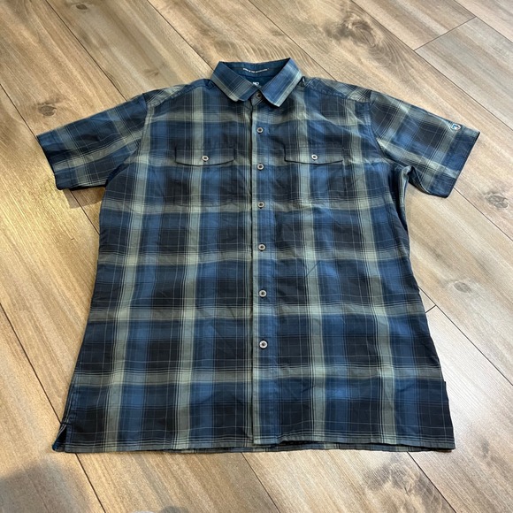KUHL Plaid Shirt‎ Short Sleeve Button Up Casual Men Medium Bin L-30 - Picture 1 of 4